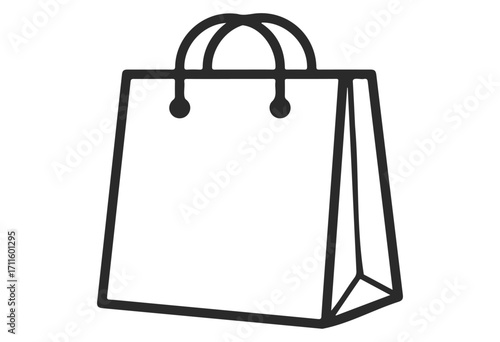 Simple outline icon of a shopping bag with handles - stock vector