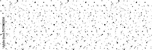 Paint splatter sprinkle vector seamless pattern. Black splashed ink spray backdrop. Monochromatic sprinkled watercolor dribble drizzle texture. Dirty gritty sprinkles spatter on transparent background