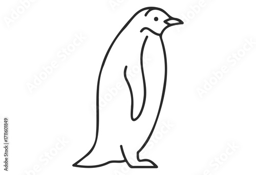 Simple black and white penguin illustration - stock vector