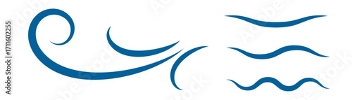 Wind blow vector icon. Fresh air motion, windy wave, cartoon smoke and motion vapor