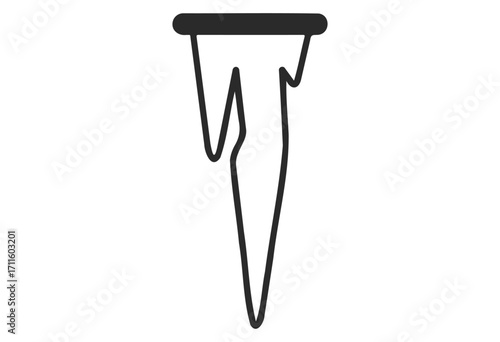 Minimalist black and white icon of a hanging icicle - stock vector