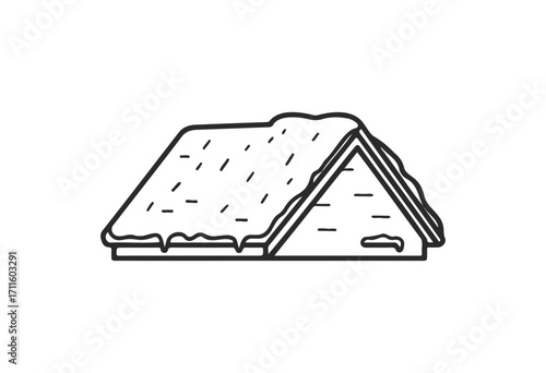 Simple outline of a snow-covered house roof icon - stock vector