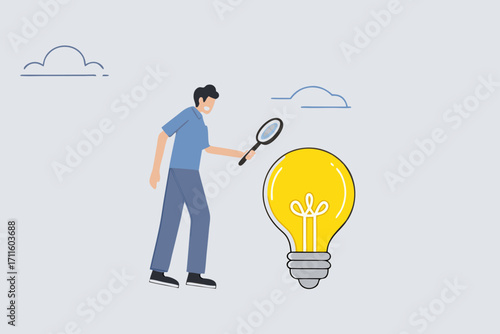 businessman validate idea of light bulb and gives approval.