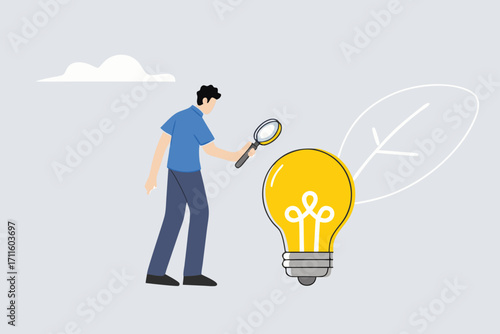 businessman validate idea of light bulb and gives approval.