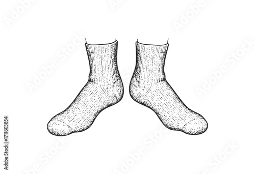 Detailed sketch of warm woolen socks - stock vector