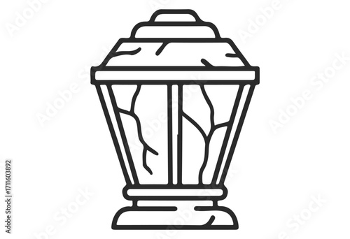 Vintage lantern outline illustration with classic design elements - stock vector