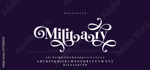 Elegant Font Uppercase Lowercase Number And Ampersand. Classic Lettering Minimal Fashion Designs. Typography modern serif fonts regular decorative vintage concept. vector illustration.