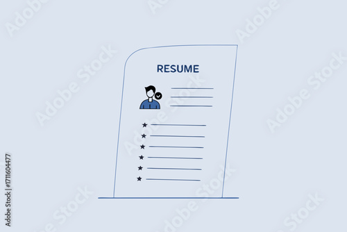 CV with photo of reclining Pinocchio with long nosed businessman.