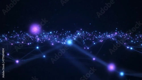 Wallpaper Mural Abstract glowing network of interconnected nodes and lines on a dark futuristic background Torontodigital.ca