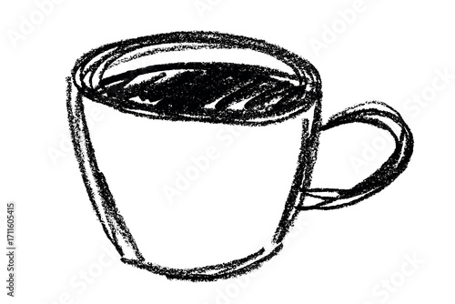 Cute cup of tea or coffee illustration Simple mug clipart Cozy home doodle Single element for design