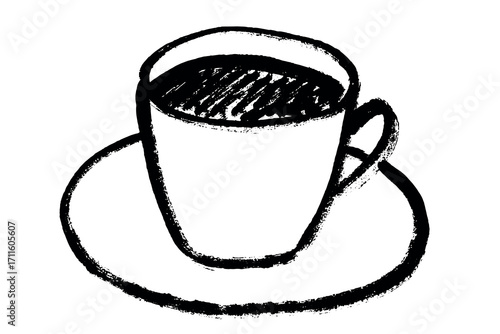 Cute cup of tea or coffee illustration Simple mug clipart Cozy home doodle Single element for design