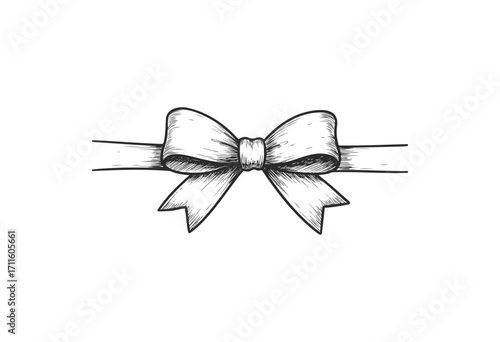 Hand-drawn bow illustration in vintage style - stock vector