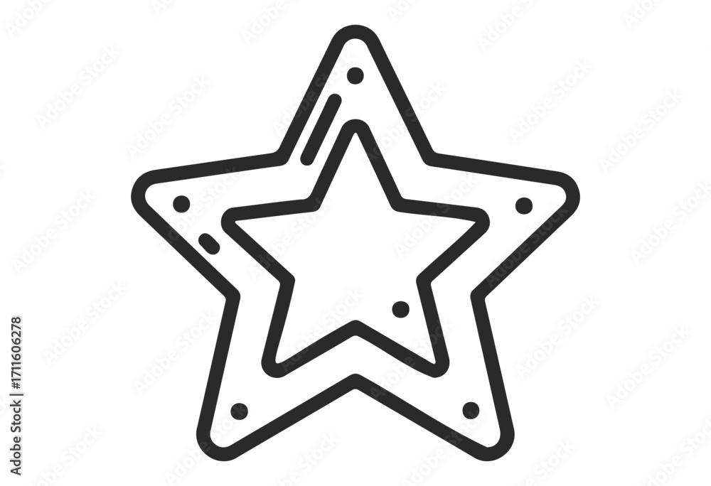 Obraz premium Simple black and white star outline with dotted pattern design - stock vector