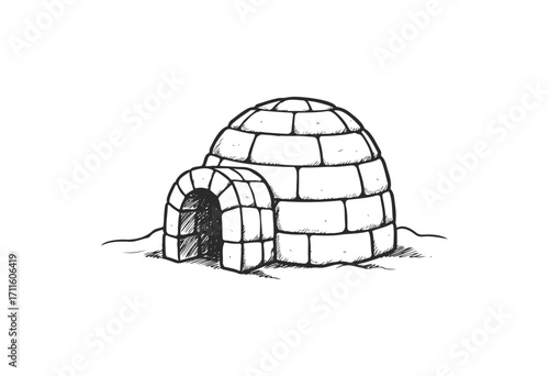 Hand-drawn igloo outline - stock vector