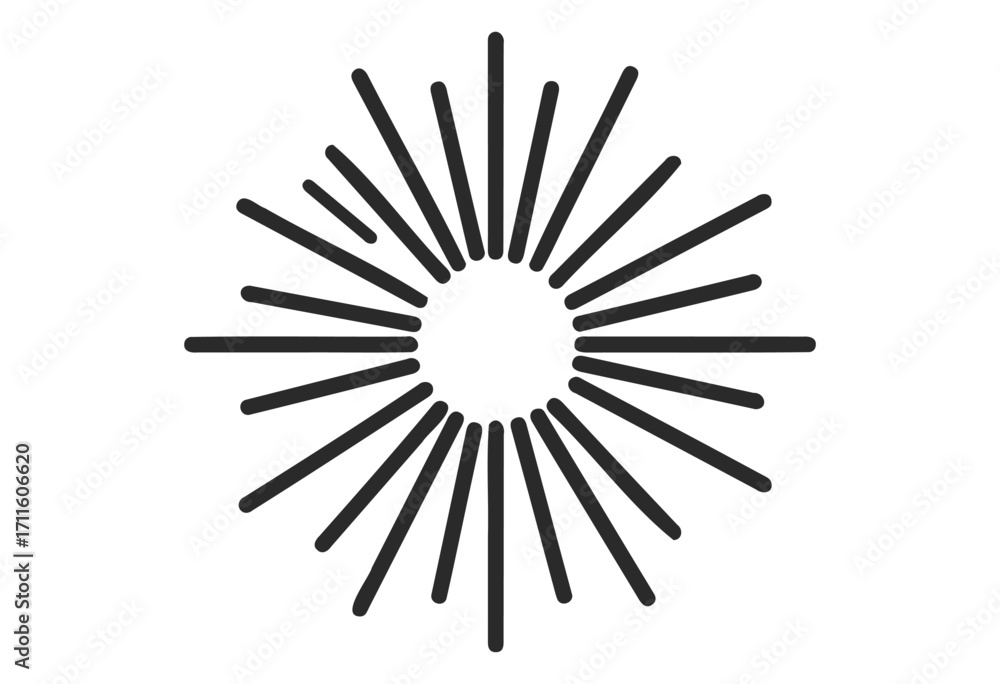Fototapeta premium Abstract circular sunburst icon with radiating lines - stock vector