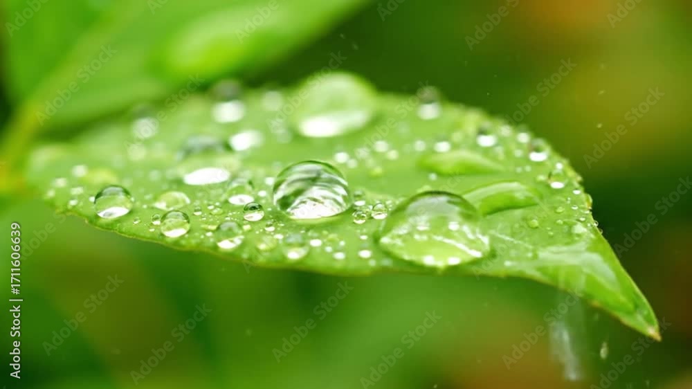 custom made wallpaper toronto digitalFresh green leaf glistening with numerous clear water droplets after a gentle rain.
