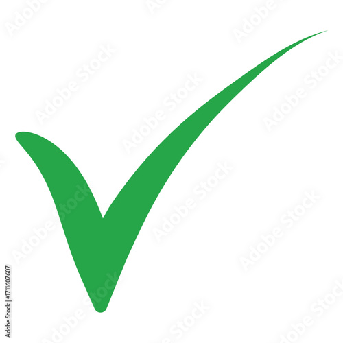 Green check mark icon, approval symbol, success validation graphic design