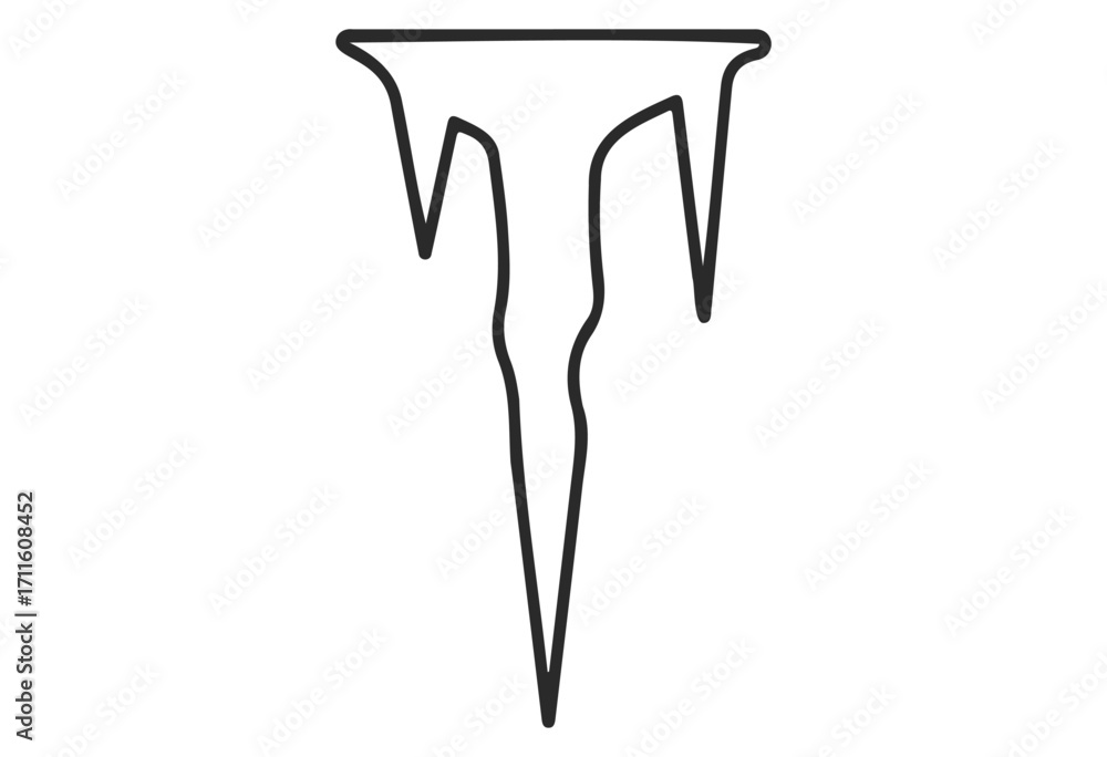 Fototapeta premium Simple line drawing of icicle with melting effect - stock vector