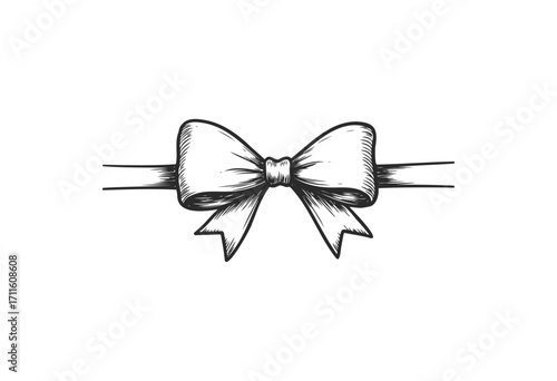 Elegant hand-drawn bow with ribbon illustration - stock vector