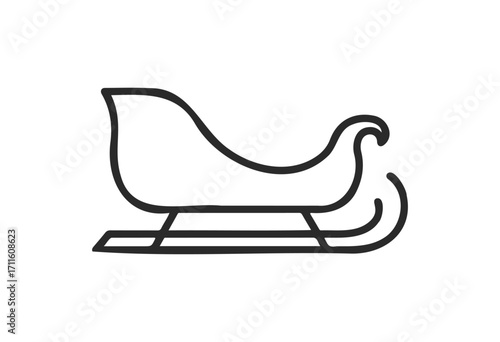 Outline of a traditional sleigh for winter transportation and holiday decor - stock vector
