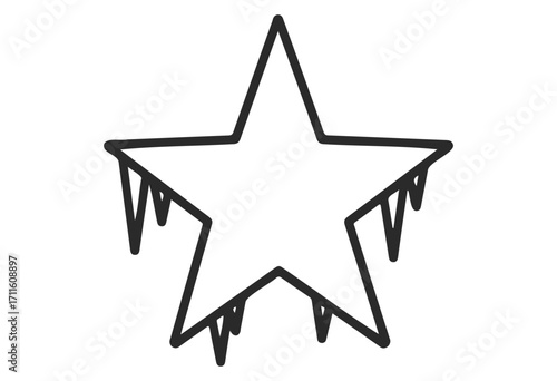 Black outline star with icicles for winter and holiday themes - stock vector