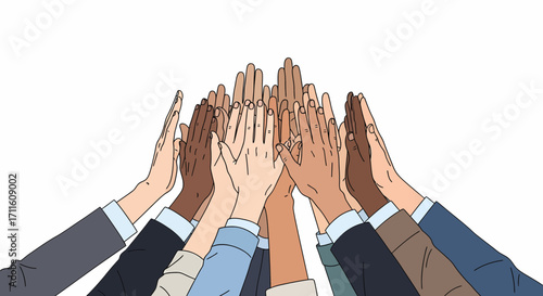 Diverse Hands HighFive Celebrating Success.