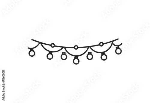 Simple festive garland design with hanging ornaments - stock vector