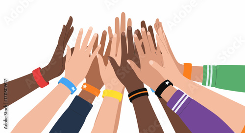 Diverse Hands United in a High Five Gesture of Teamwork.