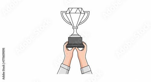 Hands Holding a DiamondShaped Trophy.
