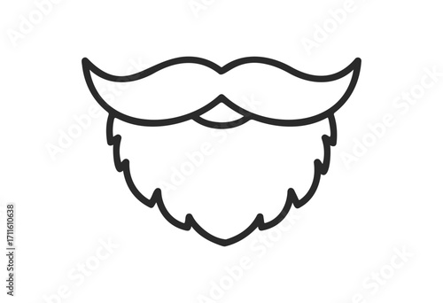 Outline drawing of mustache and beard icon - stock vector