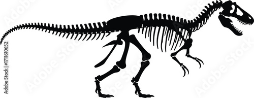 Tyrannosaurus Rex Skeleton Silhouette Vector Illustration Black Design for Paleontology and Dinosaurs, Perfect for Educational and Scientific Art