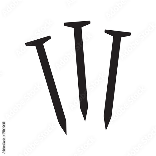 Multiple metal wire nail, nails or fasteners flat vector icon for apps and websites