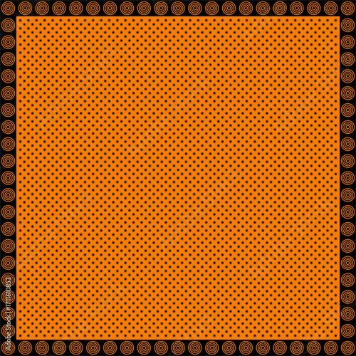 Orange and Black Polka Dot Retro Bandana Scarf Vector Design