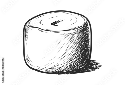 Hand-drawn sketch of a single marshmallow - stock vector