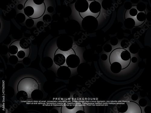 Black background with gradient black 3D abstract ball pattern with hole texture, suitable for digital technology themes, modern, etc.