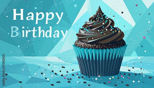 Festive birthday cupcake graphic