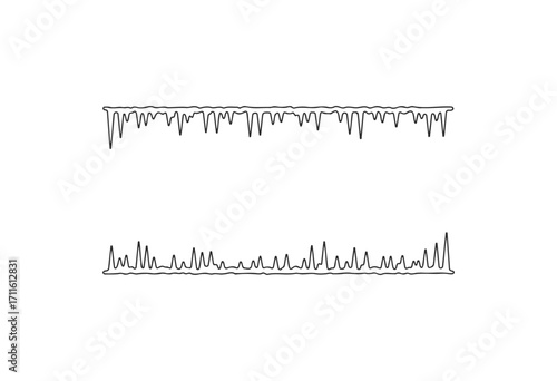 Hand-drawn icicles: artistic winter illustration with two horizontal lines - stock vector