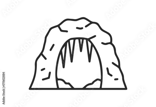 Outline of a cave entrance with stalactites - stock vector