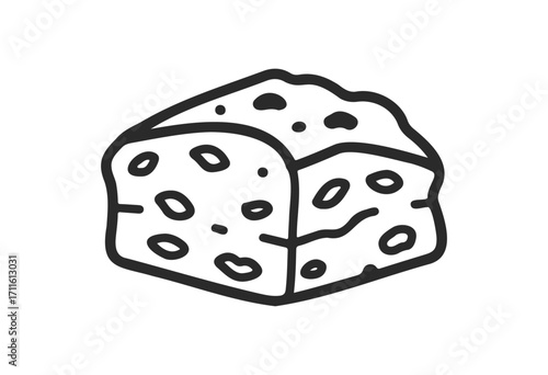 Hand-drawn cheese illustration with holes - stock vector