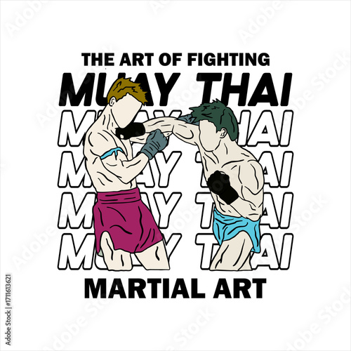 illustration vector muay thai poster style	