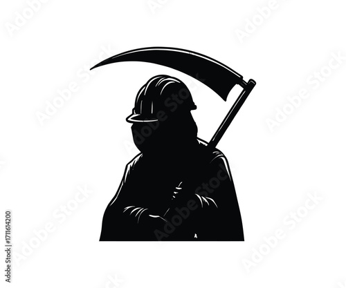 Grim Worker Silhouette A Haunting Fusion of Labor and Mortality Evoking a Sense of Labor's Inevitable End