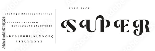 Elegant Font Uppercase Lowercase and Number. Classic Lettering Minimal Fashion Designs. Typography modern serif fonts regular decorative vintage concept. vector illustration