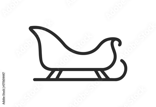 Sleigh outline icon with curved seat and skids - stock vector