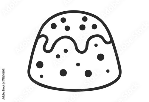 Outline of chocolate cake with icing and sprinkles - stock vector