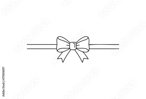 Decorative ribbon bow outline design - stock vector