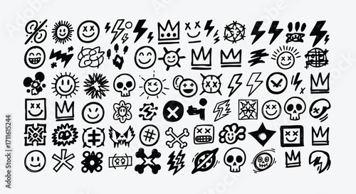 Cool doodle art design elements create a fun vibe for graphics, posters, and social media