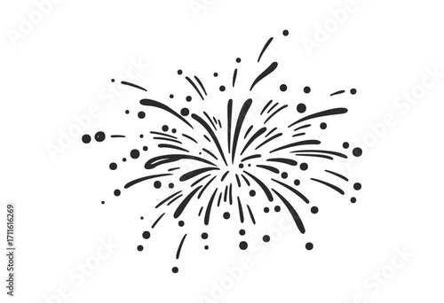 Black and white fireworks illustration with explosive burst design - stock vector