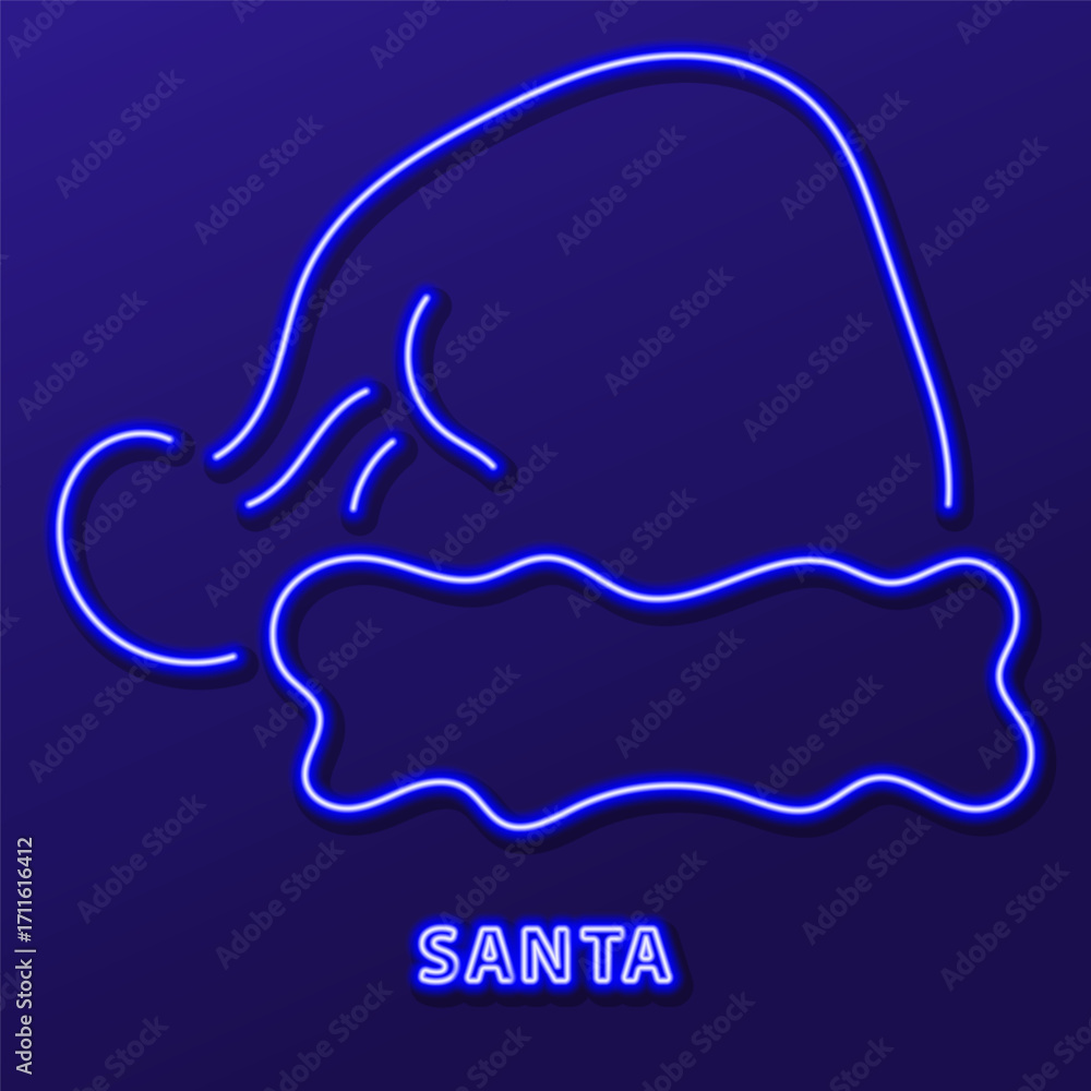Fototapeta premium santa hat neon sign, modern glowing banner design, colorful modern design trends. Vector illustration.