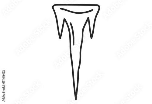 Black outline of icicle with dripping tip - stock vector
