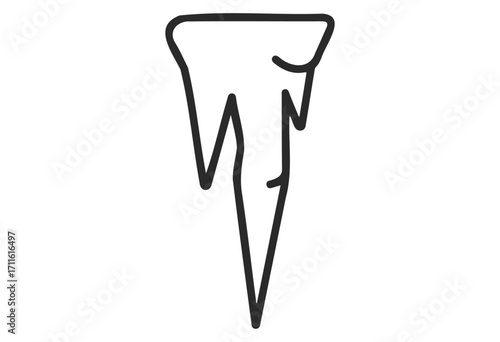 Black and white outline of icicle with sharp tips and drips - stock vector